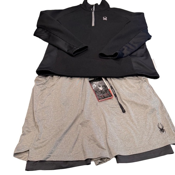 Spyder Men’s Gray Performance Short & Black 1/4 Zip Pullover NEW Size XL - Picture 2 of 16